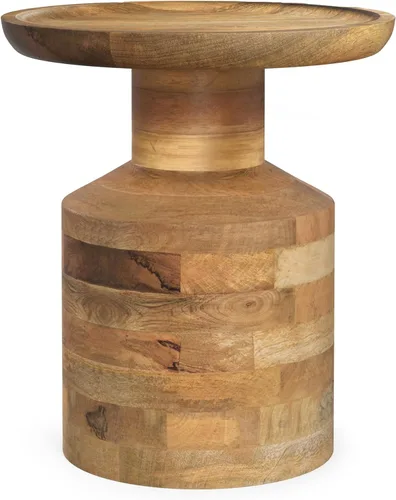 Miniatura 13 de SIMPLIHOME Dayton - Mesa auxiliar redonda de madera de acacia maciza de 13 pulgadas de ancho, estilo contemporáneo en color marrón claro, coñac claro