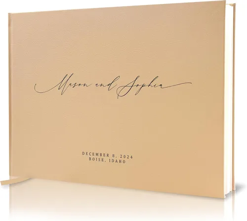Miniatura 14 de MUUJEE Libro de visitas personalizado con brillo bronce - Libro de invitados moderno personalizado de alta calidad para recepción de boda, fiesta