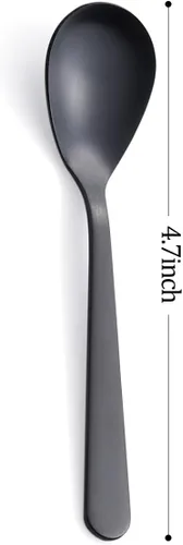Miniatura 3 de Cucharas de café expreso Demitasse negro mate, acabado satinado de acero inoxidable, mini cucharaditas, cucharas de azúcar, 4.7 pulgadas, juego de 6
