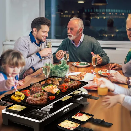 Miniatura 6 de Parrilla de Mesa Raclette, CUSIMAX Parrilla Eléctrica, Parrilla de Interior Parrilla Coreana BBQ con Placa Antiadherente Reversible 2 en 1, Máquina