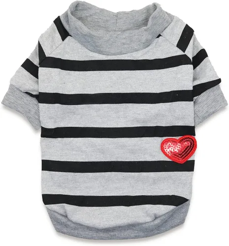 Miniatura 14 de Ropa para Bulldog Francés Camiseta para Perros Pequeños Camiseta de Verano a Rayas para Cachorros, XS, Azul