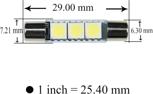 Miniatura 2 de PA 10 luces LED 5050 3SMD Fusible Festoon Bombilla de cúpula interior y luz de espejo de tocador para interior de automóvil (1.142 in, blanco)