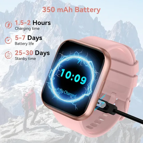 Miniatura 6 de Reloj inteligente para hombres y mujeres, rastreador de fitness HD de 1.85 pulgadas con llamadas Bluetooth, más de 120 modos deportivos, reloj