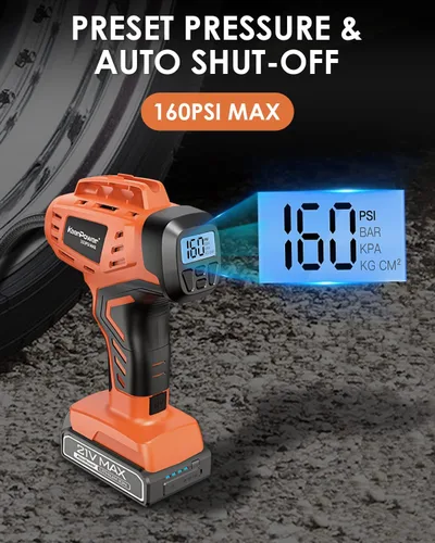 Miniatura 4 de KeenPower Compresor de aire portátil para inflador de neumáticos, 2 veces más rápido, inflador de neumáticos de mano de 160 PSI alimentado por