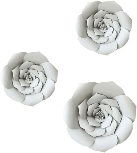 Miniatura 5 de N/C 3 piezas de flores de papel para fiesta, flores de papel para fondo de boda, decoración DIY hecha a mano para fondo de boda, decoración de pared