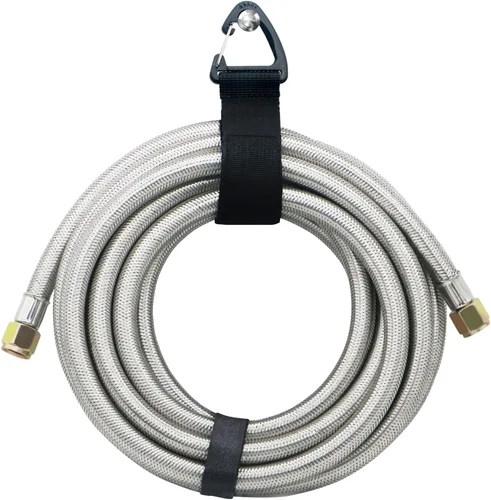 Miniatura 9 de Extensión de manguera de propano trenzada de alta presión mejorada de 18 pies con acoplamiento de conversión de abocinado de 3/8" a NPT hembra