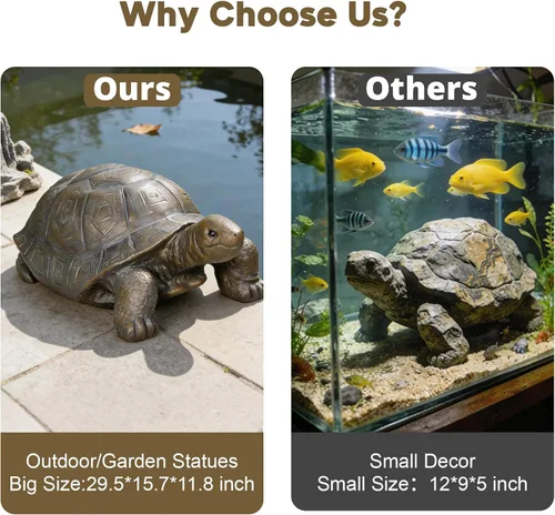 Miniatura 5 de SKYFIRE Estatuas de tortuga para jardín, figuras de hormigón reforzado con fibra de 29.5 x 15.7 x 11.8 pies, esculturas de jardín y decoración