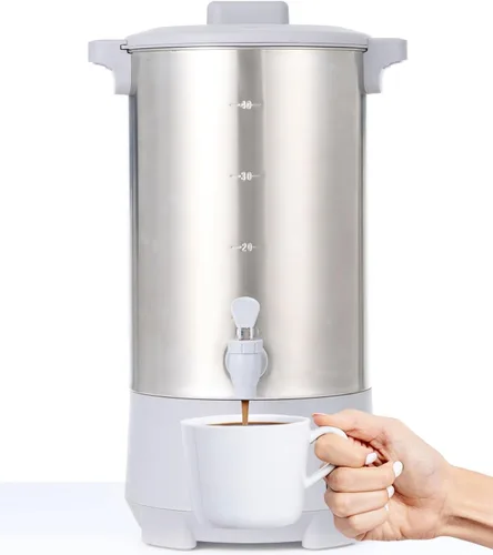 Miniatura 6 de SYBO Urna de café de 45 tazas, cafetera de percolado de acero inoxidable de grado comercial, filtro extraíble, fácil de limpiar, urna de agua