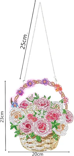 Miniatura 3 de YEESAM ART Kit de decoración de Navidad con diamantes de imitación 5D para bricolaje, cesta de flores, flores rojas, 7.9 x 9.1 in, arte de diamantes