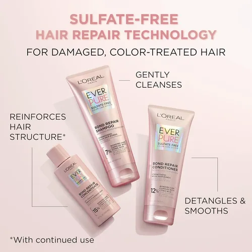 Miniatura 3 de L'Oreal Paris Bond Repair Champú, Acondicionador y Tratamiento Pre-Champú Libre de Sulfatos, Para Cabello Teñido, Decolorado o Dañado, 3