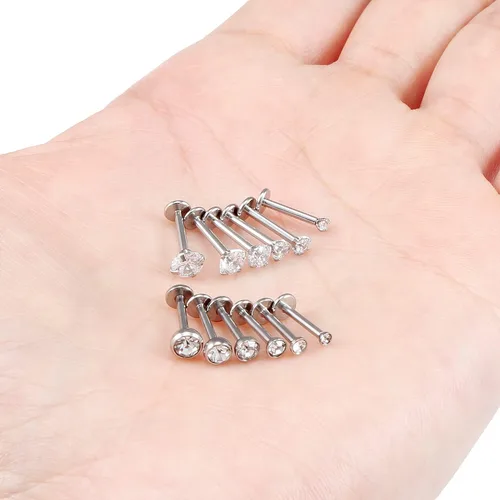 Miniatura 7 de Vsnnsns Anillos de labio de acero inoxidable 16G, joyería de labret Monroe, anillos de labios, cartílago de uñas, tragus, hélice, aretes de piercing