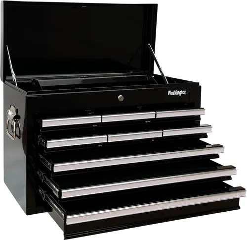 Miniatura 6 de Workington Caja de herramientas de metal portátil industrial profesional con 9 cajones, armario de herramientas de 26 pulgadas con 9 cajones