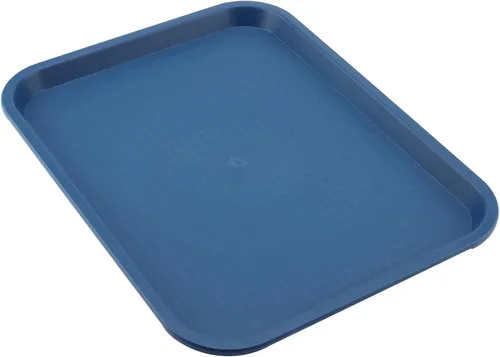 Miniatura 5 de Paquete de 5 bandejas azules de comida rápida de 13.8 x 10.6 pulgadas, bandejas rectangulares grandes para servir restaurante, bandejas de plástico