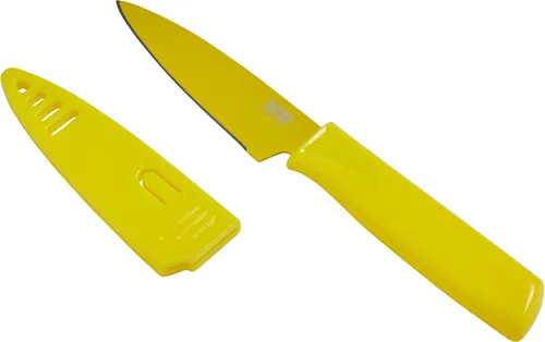 Miniatura 16 de Kuhn Rikon Colori® - Cuchillo de pelar de acero inoxidable japonés de 4 pulgadas, hoja antiadherente, mango ergonómico y funda, color blanco