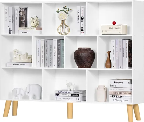 Miniatura 21 de YAHARBO Estantería de 2 cubos, soporte para tocadiscos negro con almacenamiento de vinilo de hasta 100 álbumes, estante horizontal para libros