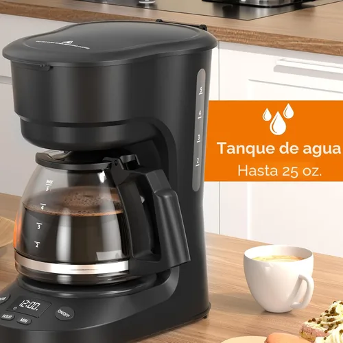 Miniatura 4 de Electactic Cafetera programable de goteo para 5 tazas, una máquina de café compacta con reloj digital y temporizador programable de 24 horas