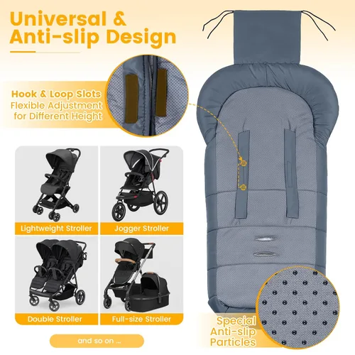 Miniatura 3 de Orzbow - Saco de dormir cálido universal para cochecito, bolsa de dormir para clima frío, piecera impermeable para niños pequeños (gris, grande)