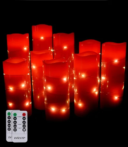 Miniatura 8 de DANIP - Vela LED sin llama azul cielo, con cuerda de estrella integrada, juego de 3 velas LED, con control remoto de 11 botones, función de Sky