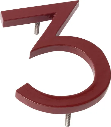 Miniatura 5 de Montague Metal Products MHN-06-F-BR1-2 Números flotantes modernos de aluminio cepillado sólido, 6 pulgadas, ladrillo rojo con recubrimiento en polvo