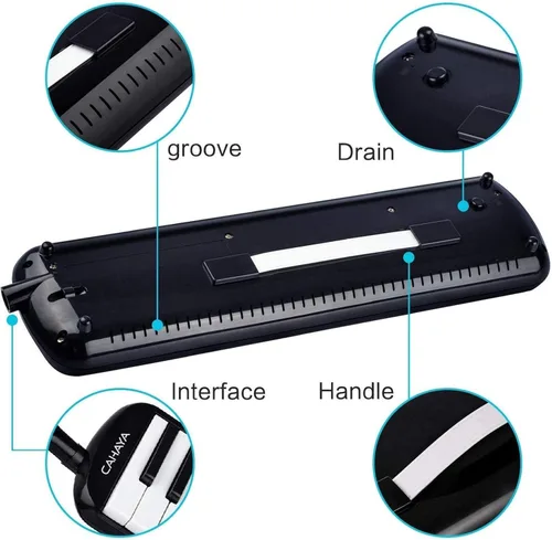 Miniatura 6 de CAHAYA Melódica 32 Teclas Boquilla de Tubos Dobles Piano de Aire Teclado Instrumento Musical con Bolsa de Transporte 32 Teclas, Negro, CY0050-1