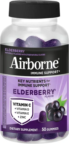 Miniatura 14 de Airborne - Gomitas de saúco + zinc y vitamina C para adultos, suplemento para fortalecer el sistema inmunológico con vitaminas D y zinc