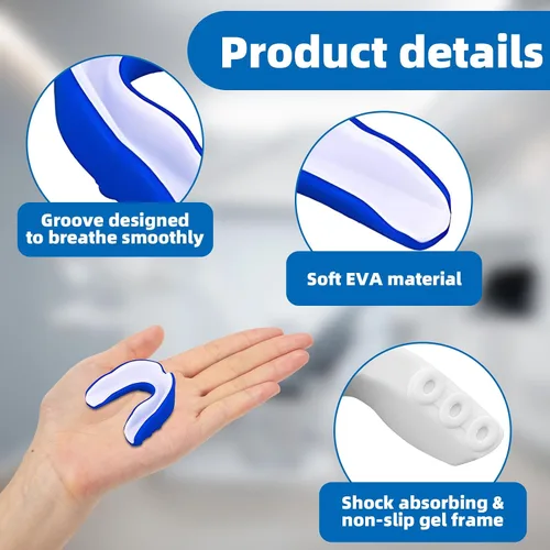 Miniatura 3 de Paquete de 2 protectores bucales deportivos para niños y jóvenes, protección bucal atlética con funda (sin BPA) para boxeo, fútbol, hockey, karate