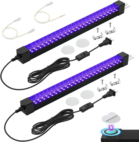 Miniatura 8 de 395NM Barra de luz negra de 18 W, tira de luz negra UV para fiesta brillante, luces LED negras enlazables con interruptor de encendido/apagado