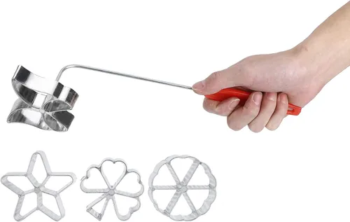 Miniatura 2 de Moldes de hierro para gofres de rosetón de flores, innovadores para impresión de pasteles, galletas, moho de pastelería con mango para postre