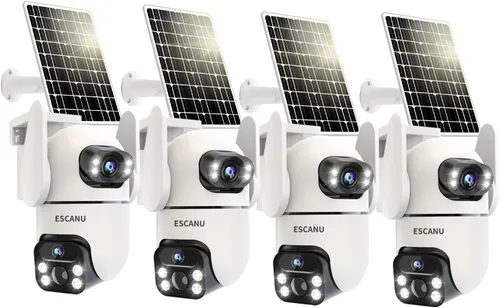 Miniatura 11 de ESCANU Cámaras de seguridad solares inalámbricas para exteriores, cámaras para seguridad del hogar con doble lente, panorámica/inclinación de 360°