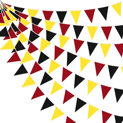 Miniatura 8 de Decoraciones de fiesta de casino de 32 pies, pancarta roja y negra, bandera triangular, banderines de tela para noche de juegos, temática de Las