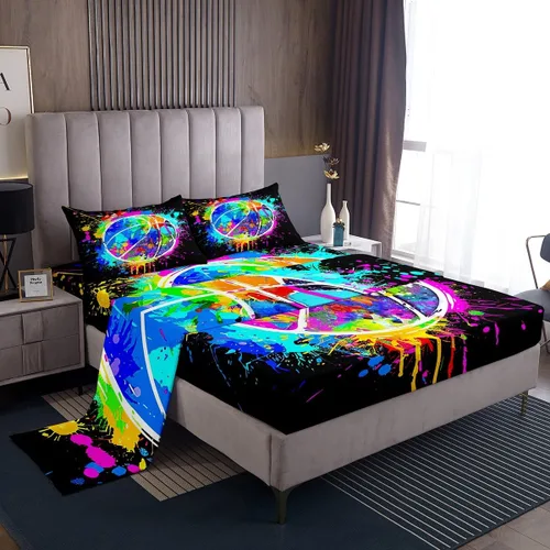Miniatura 56 de Manfei Juego de sábanas de acuarela floral tamaño individual, juego de ropa de cama con flores botánicas, juego de sábanas de dibujos animados