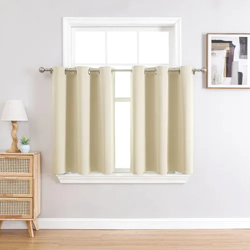 Miniatura 135 de ChrisDowa - Cortinas de cenefa pequeñas para cocina, cortinas cortas con ojales y aislamiento térmico para oscurecer la sala y habitación