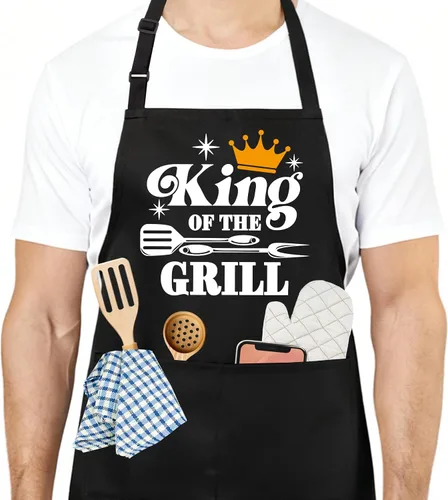 Miniatura 13 de Divertido delantal de cocina para mujeres y hombres, delantal de cocina para hornear con 2 bolsillos, lindo regalo de cumpleaños, Navidad, día