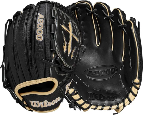 Wilson A2000 Guantes de béisbol para lanzador - 11.75" y 12" Negro/Bronceado Saddle