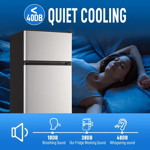 Miniatura 7 de WANAI - Refrigerador miniatura con congelador, 3.5 pies cúbicos, 2 puertas, pequeño refrigerador con características de control mecánico de 7