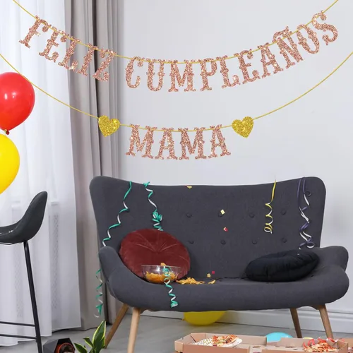 Miniatura 5 de Cartel de Feliz Cumpleaños con texto en inglés «Mama » / Cartel español «Happy Birthday» / Fiesta mexicana temática de cumpleaños para mamá
