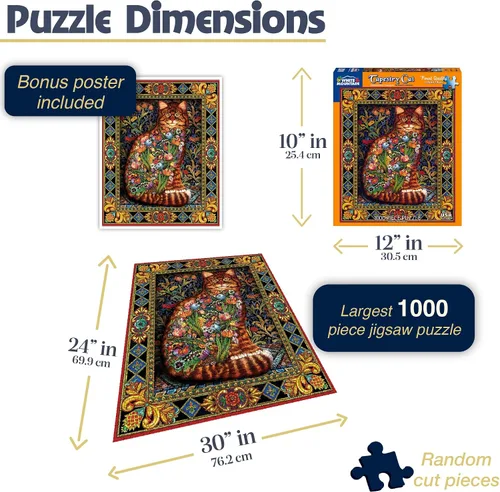 Miniatura 3 de White Mountain Puzzles Tapestry Cat - Rompecabezas de 1000 piezas