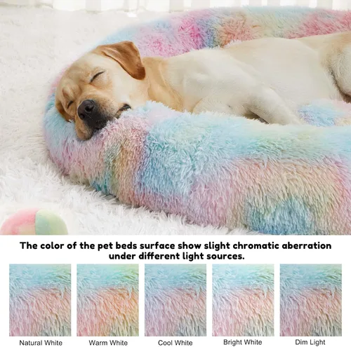 Miniatura 93 de WESTERN HOME WH Cama calmante para perros y gatos, dona acogedora anti-ansiedad, cama redonda cálida y acogedora de piel sintética, suave y azul