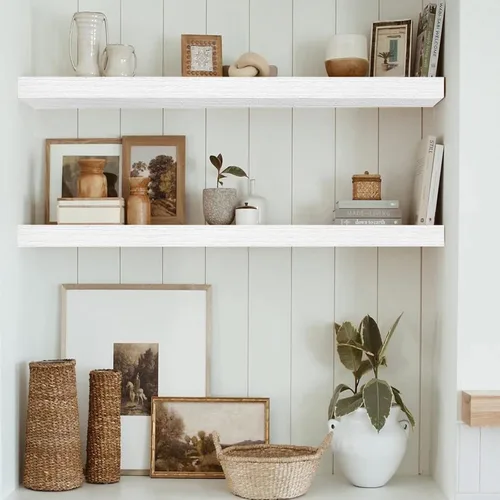 Miniatura 6 de QEEIG Estantes flotantes para pared de 35.4 pulgadas de largo, estante montado en la pared, baño, cocina, sala de estar, dormitorio, granja, B.