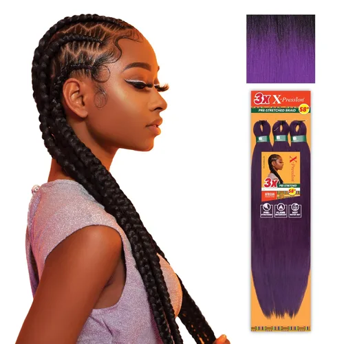 Miniatura 14 de Sensationnel X-Pression - Trenzas prestiradas, 3 unidades, 58 pulgadas, paquete de 1 unidad, 1B