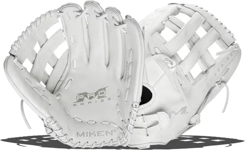 Miniatura 10 de Miken Pro Series - Guantes de sóftbol de lanzamiento lento, 13 pulgadas, blanco/rojo blanco/blanco