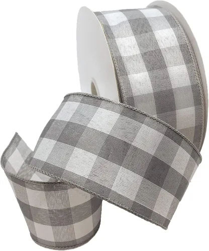 Miniatura 9 de Morex Ribbon 7398.60/50-613 Cambridge - Cinta con cable de 2.5 pulgadas x 50 yardas, color blanco y negro, cinta a cuadros para envolver regalos