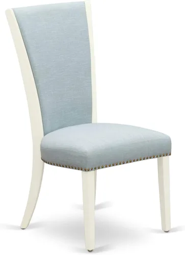 Miniatura 6 de East West Furniture HLVE3-LWH-15 - Juego de mesa y sillas de cocina de 3 piezas contiene una mesa redonda de comedor con pedestal y 2 sillas Parson