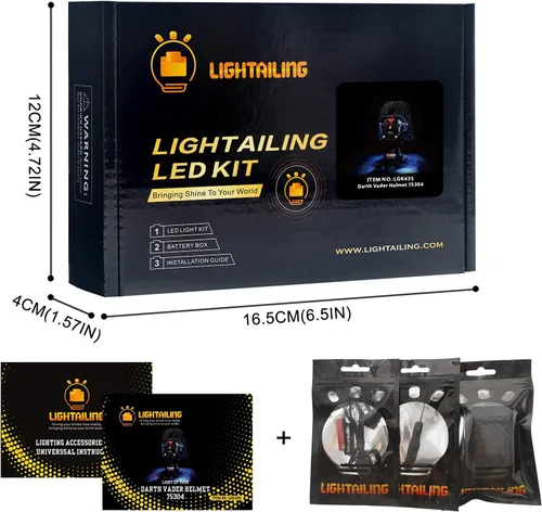 Miniatura 6 de LIGHTAILING Juego de luces para casco Darth Vader modelo de bloques de construcción - Kit de luces LED compatible con Lego 75304 - No incluye