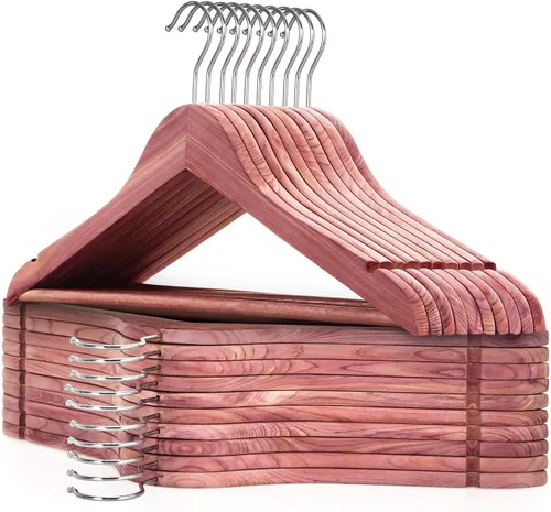 Miniatura 8 de TOPIA HANGER Perchas de madera para abrigos, paquete de 30 perchas de madera negra, gancho giratorio de 360° y muescas antideslizantes