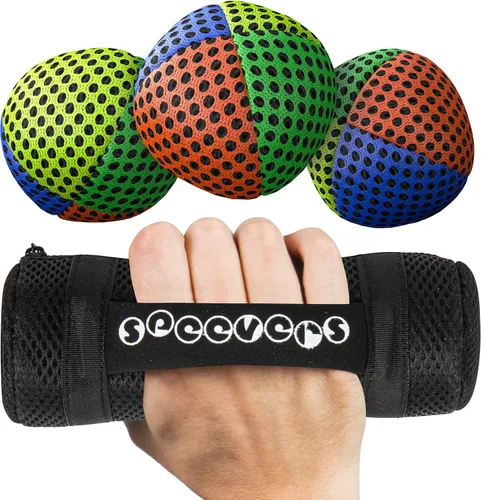 Miniatura 6 de Pelotas para malabarismo Speevers, 3 pelotas para principiantes y profesionales, 14 colores disponibles, 2 capas de red y funda de transporte
