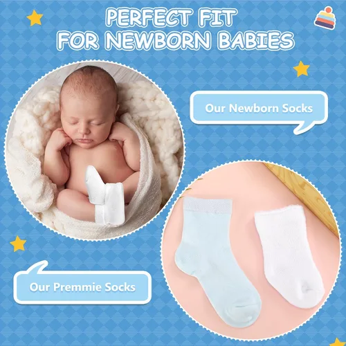 Miniatura 4 de Janmercy 20 Pair Preemie Socks Baby Boy Girls Newborn Premature Terry Cotton Socks for Unisex Baby