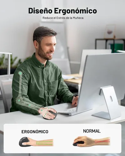 Miniatura 2 de Acer Ratón Ergonómico Inalámbrico, Ratón Vertical con DPI Ajustable 1000/1200/1600 con 6 Botones, Ratón Ergo Recargable con Receptor USB de 2.4GHz