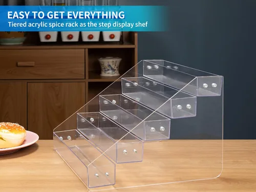 Miniatura 2 de Estante de especias acrílico de varios niveles, estante organizador de condimentos para encimera, gabinete, despensa, almacenamiento de cocina - 5 1