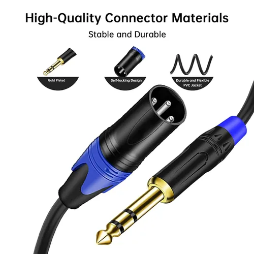 Miniatura 5 de Cable divisor XLR, cable de conexión en Y de 1 hembra a 2 machos, cable divisor de micrófono equilibrado, adaptador de audio (11.8 pulgadas)